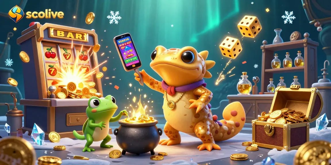 Socolive brings excitement to football fans with a vibrant 3D scene depicting thrilling casino elements.