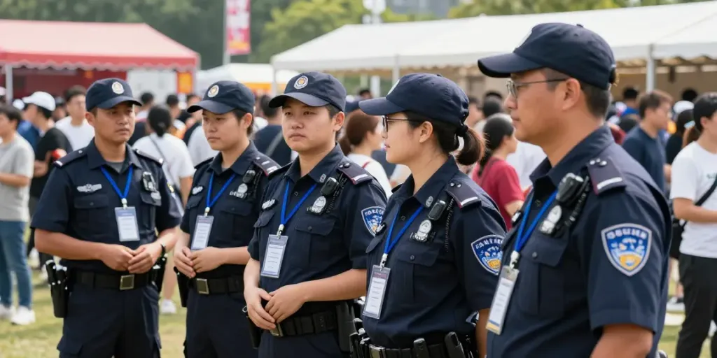 Event Security personnel monitoring a festival crowd, showcasing local trusted services.