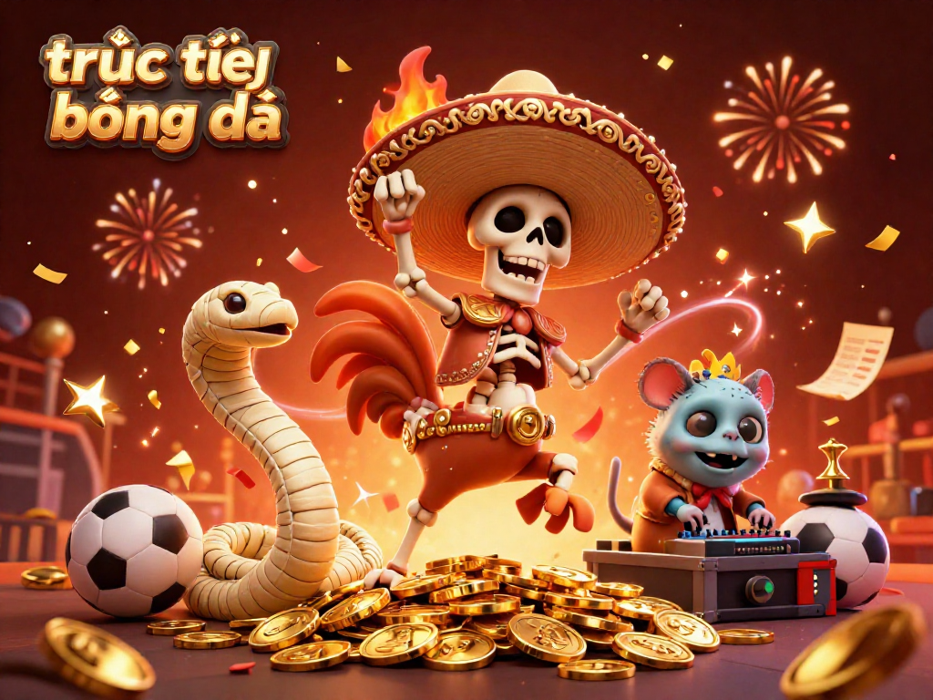 Experience trực tiếp bóng đá excitement with dynamic characters and vibrant celebratory elements, perfect for fans.