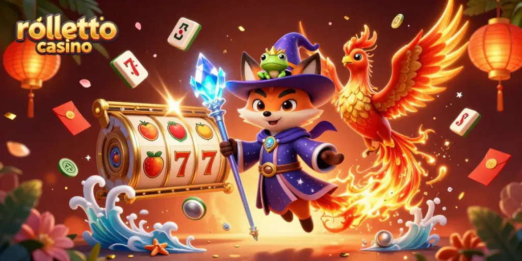 Experience the thrill of rolletto casino with an enchanting scene of magic, luck, and exciting gaming elements.