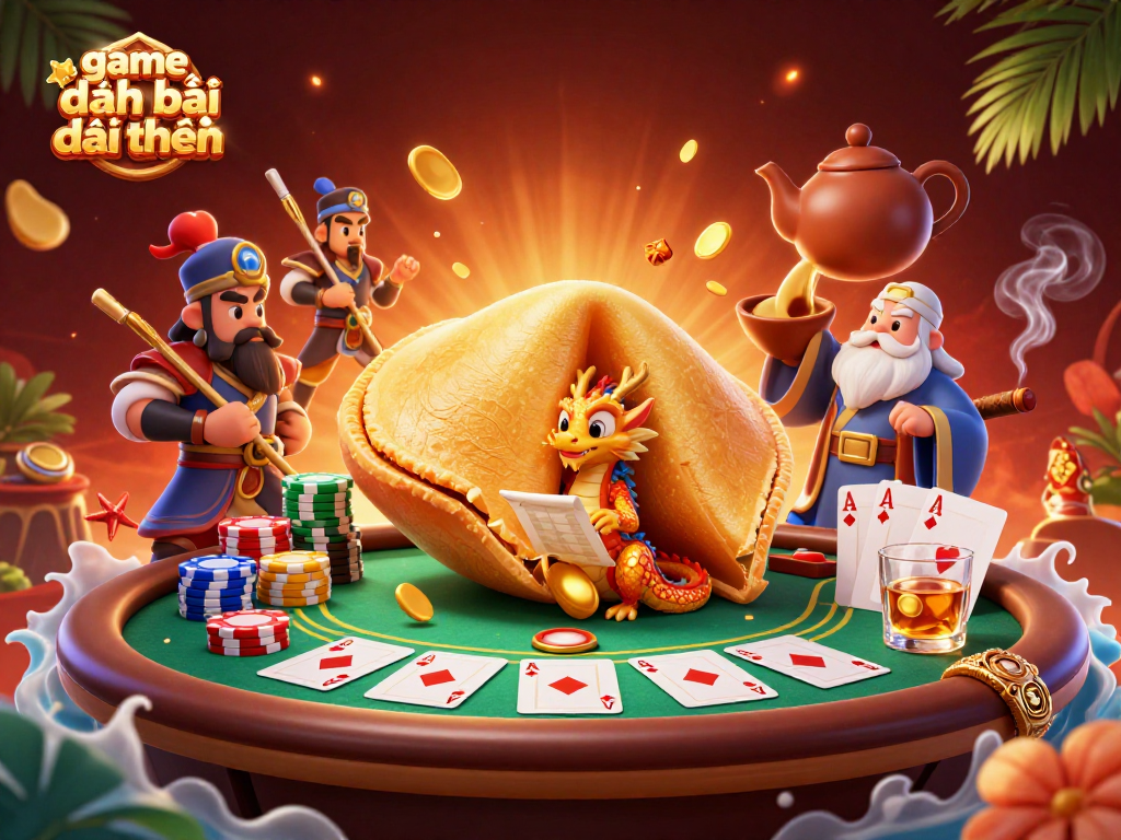 Engage with game đánh bài đổi thưởng in this vibrant and detailed casino illustration.