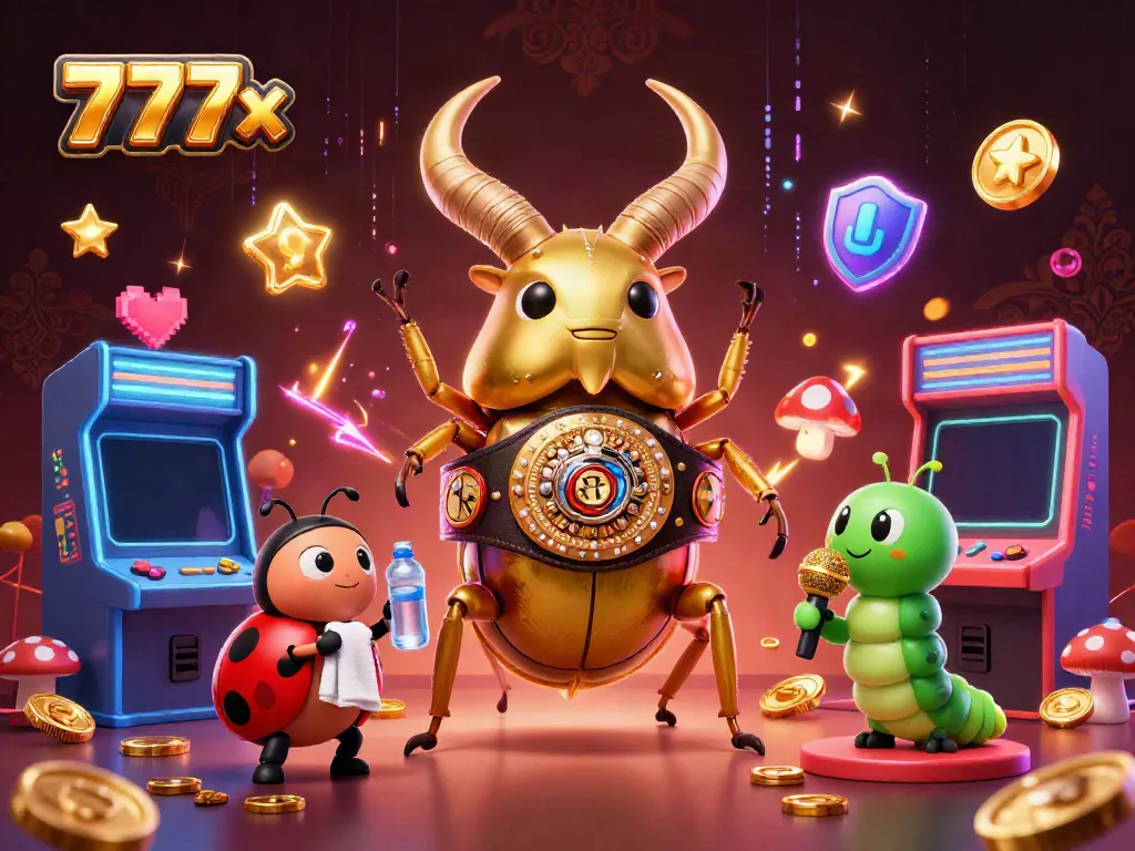 Engage with 777x in a vibrant, dynamic casino scene featuring iconic characters and game elements enhancing the gaming experience.