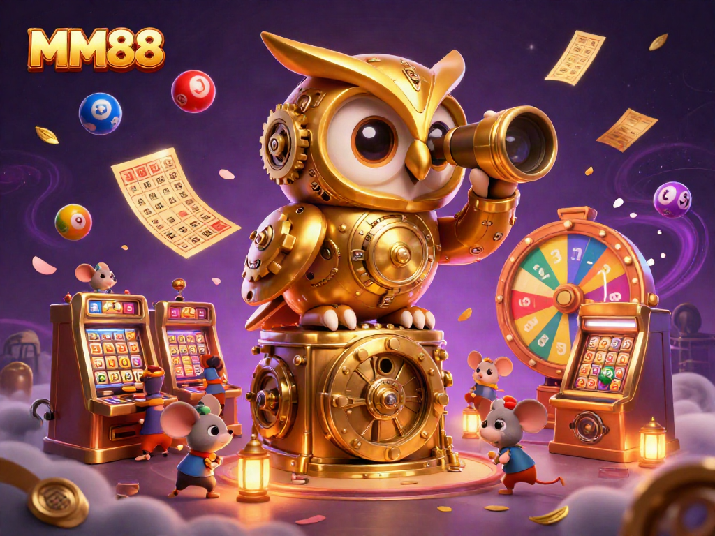 Experience the excitement of MM88 gaming with dynamic scenes of colorful lottery elements.