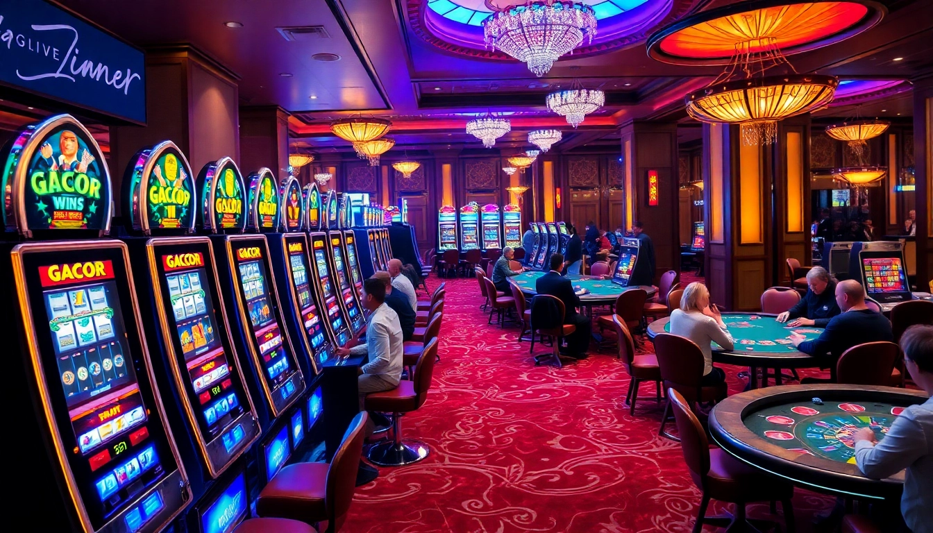 Experience the excitement of playing slot gacor bonus besar in a vibrant casino atmosphere.