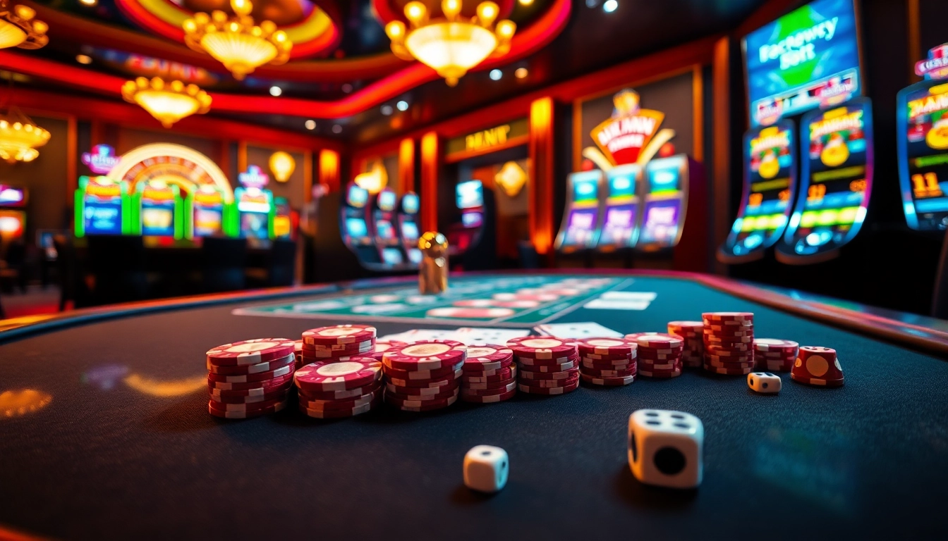 Engaging gamblers at 69vn.gb.net with a vibrant casino scene showcasing poker, roulette, and excitement.