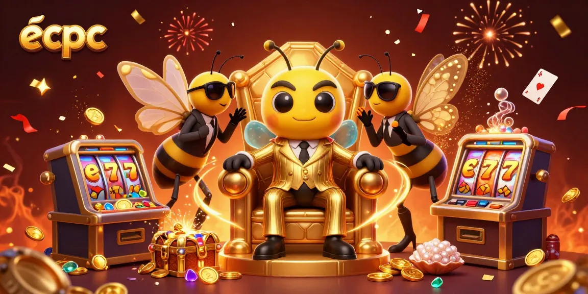Experience the vibrant essence of ecpc with this thrilling bumblebee mob boss scene amidst spinning slot reels and celebratory confetti.