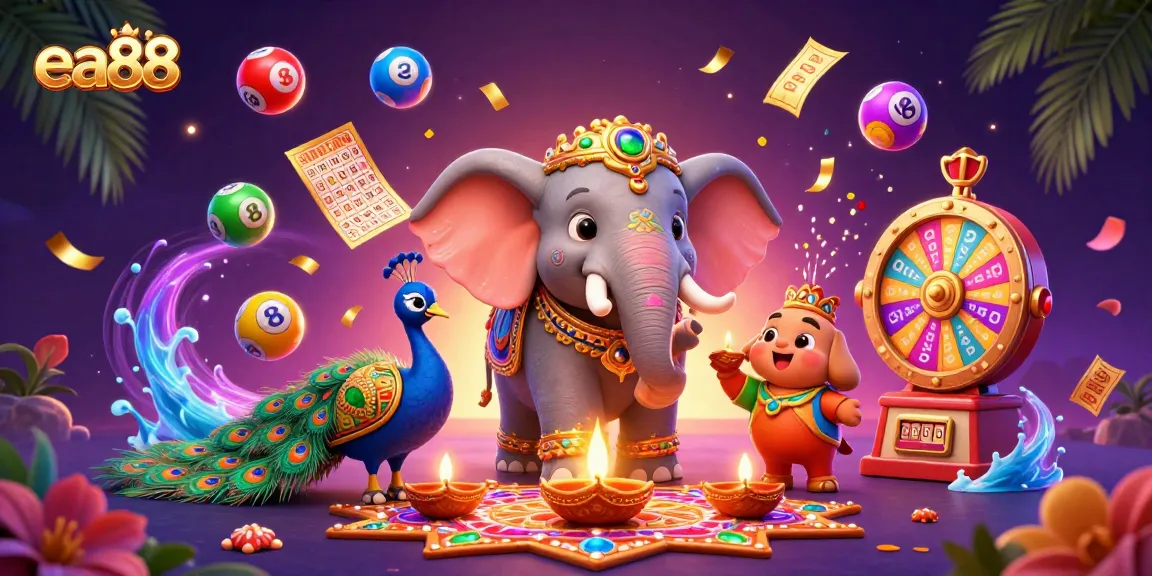 Experience thrilling wins at ea88 with colorful lottery balls and vibrant casino elements.