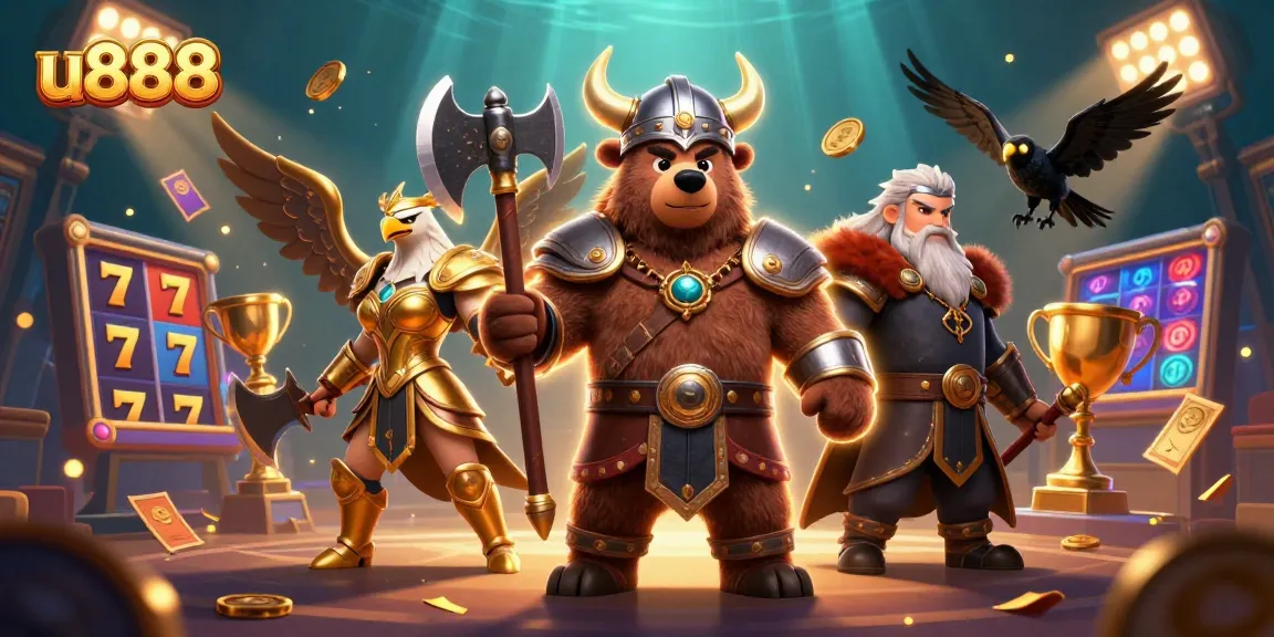 Experience thrilling gameplay at u888 with vibrant games and engaging characters in a dynamic casino scene.